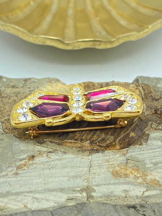 Vintage Monet Rhinestone and Gold Tone Butterfly … - image 5