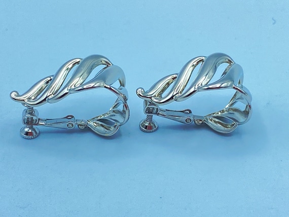 Vintage Napier Silver Tone J Hoop Earrings, Napie… - image 5