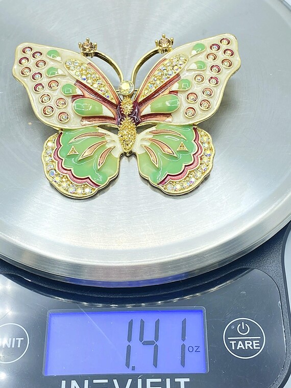 Vintage Kenneth Jay Lane Brooch: Butterfly In Ena… - image 9