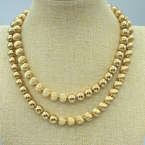 Vintage Monet Gold Tone Beaded Choker Necklace: Double Strand 60s Jewelry