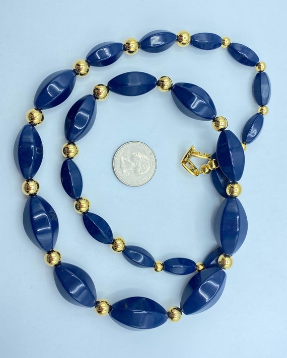 Vintage Napier Necklace, Napier Blue and Gold Nec… - image 9