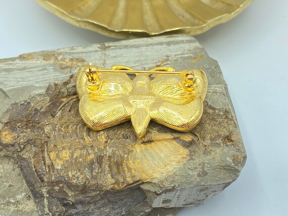 Vintage Monet Rhinestone and Gold Tone Butterfly … - image 6