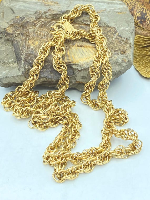 Monet Necklace: Gold Chain Necklace, 27 Inches, 70s Jewelry - Etsy