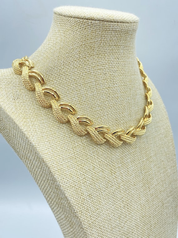 Vintage Napier Gold Tone Link Choker Necklace, 80… - image 2