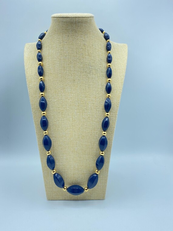 Vintage Napier Necklace, Napier Blue and Gold Neck