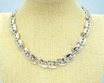 Monet Necklace: Silver Chain Necklace, Adjustable 14 Inch, 1960s Jewelry
