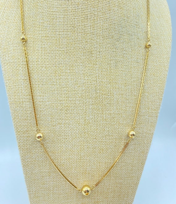 Vintage Avon Gold Chain Necklace, 70s Avon Beaded 