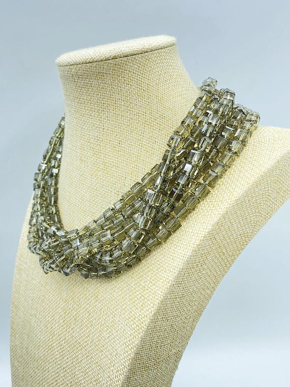 Kenneth Jay Lane Necklace: Green Bead Choker, Mul… - image 3