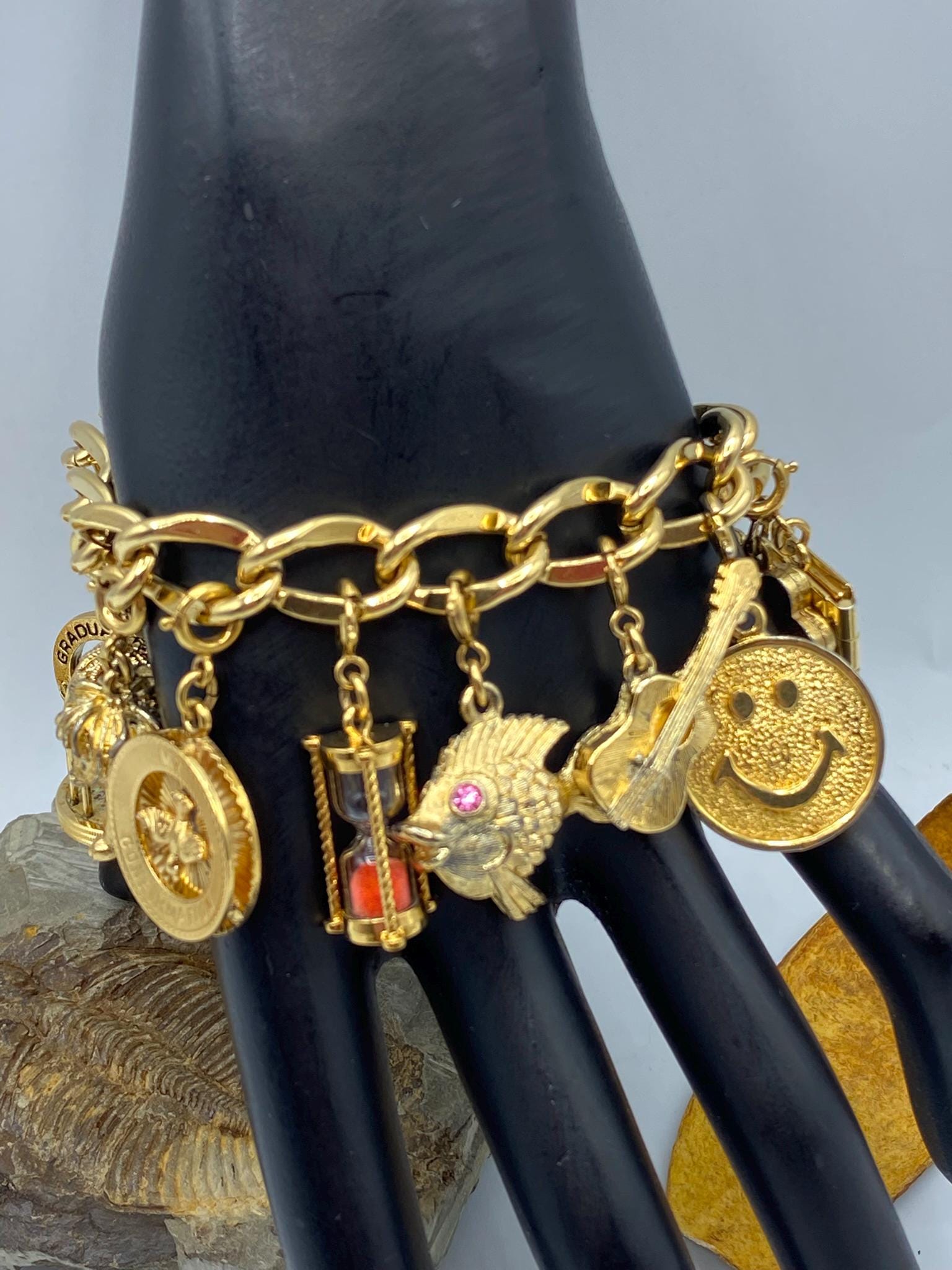 Vintage Monet Charm Bracelet, Gold Tone Charms, 1970s Jewelry - Etsy
