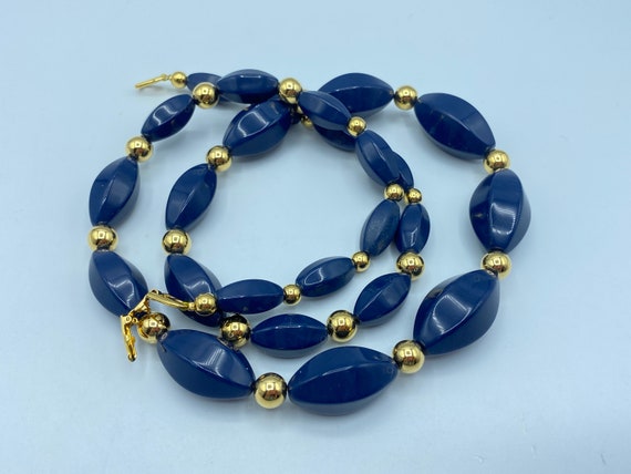 Vintage Napier Necklace, Napier Blue and Gold Nec… - image 4