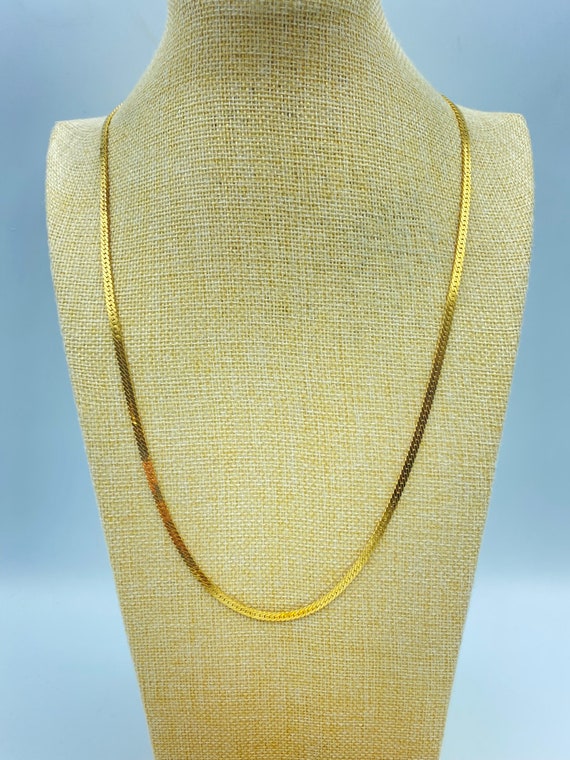 Vintage Monet Gold Tone Herringbone Necklace, 80s 