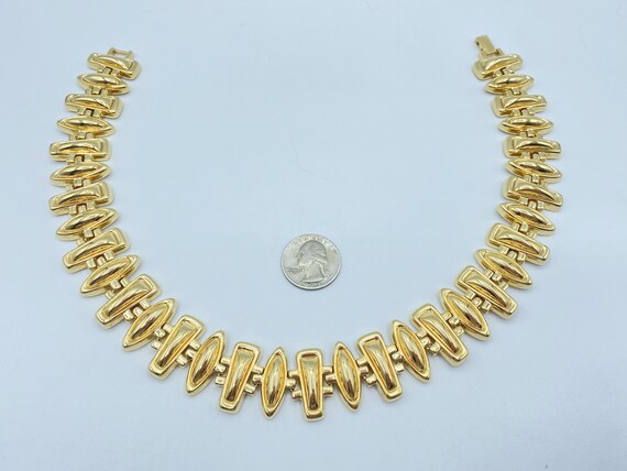 Vintage Monet Gold Tone Statement Choker Necklace… - image 9