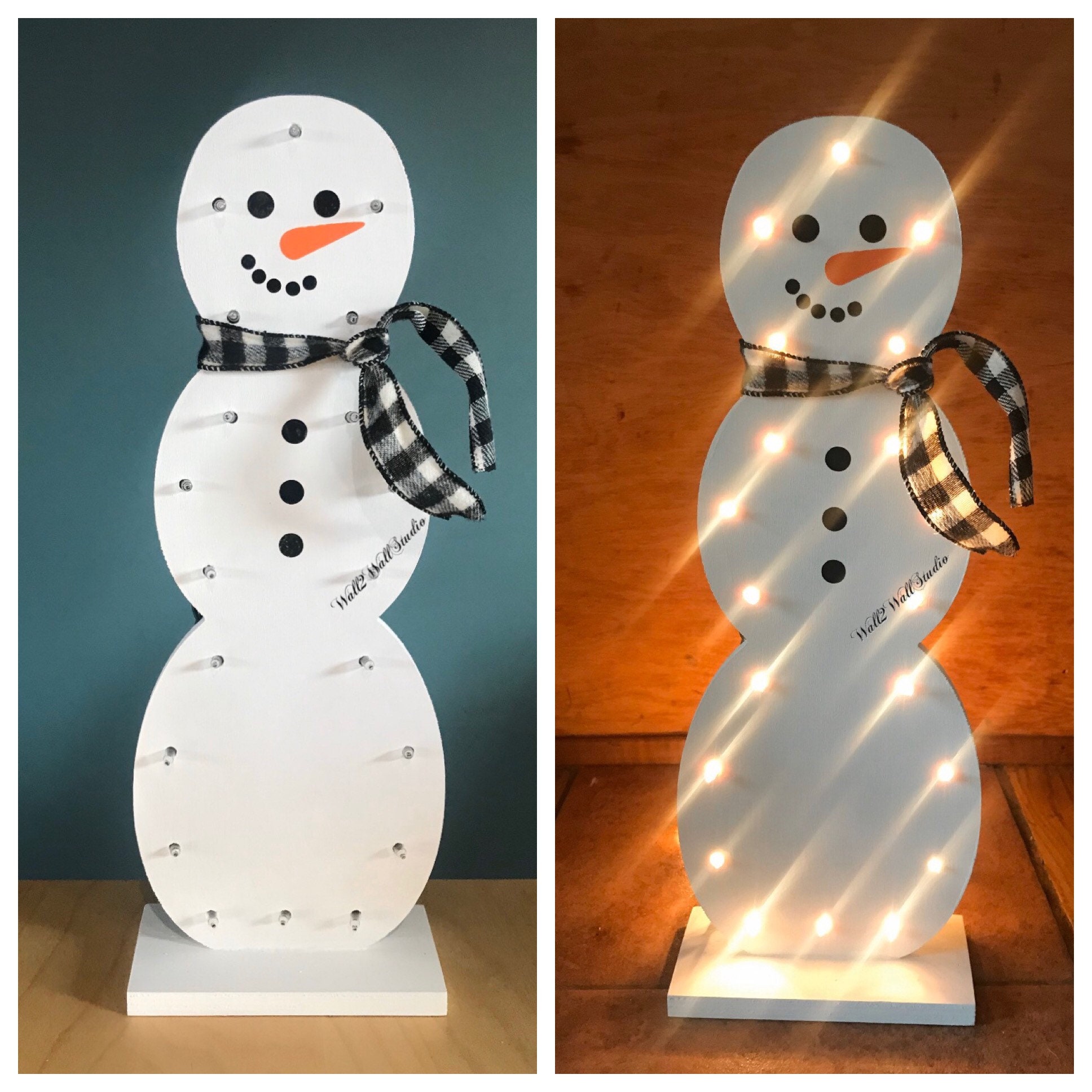 Light Up Snowman Wood Holiday Decor Stand Christmas Etsy