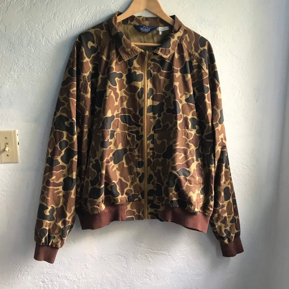 1970s Vintage Woolrich Tan Camouflage Pattern Zip… - image 1