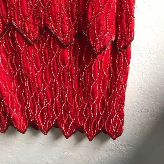 1960s Vintage Laurence Kazar 100% Silk Red Sequin… - image 6