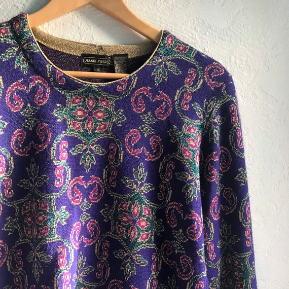 1990s Vintage Jeanne Pierre Purple Metallic Knit … - image 3