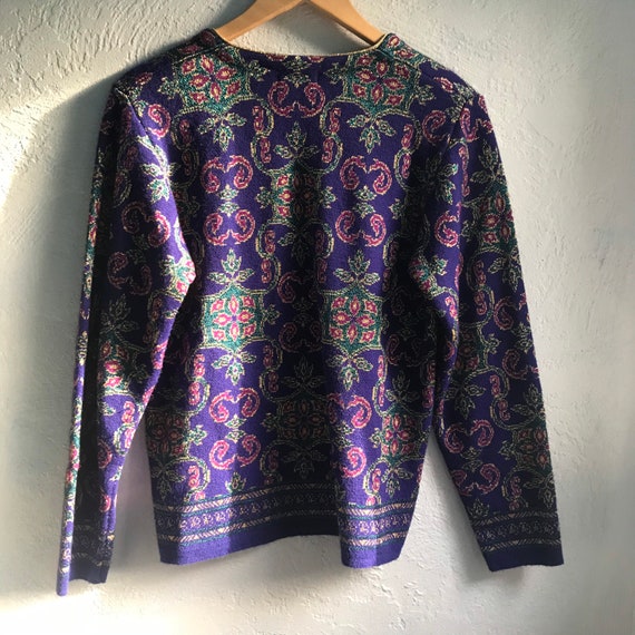 1990s Vintage Jeanne Pierre Purple Metallic Knit … - image 4