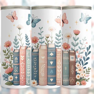 Opakowanie na kubek Book Lover, projekt kubka Bookish, kubek do czytania PNG, 20oz Skinny Tumbler Sublimacja, natychmiastowe pobranie cyfrowe