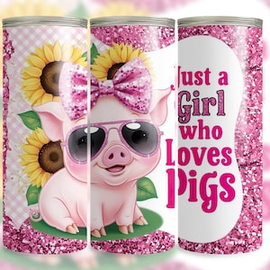 Just A Girl Who Loves Pigs Tumbler Wrap Cute Pig 20oz Skinny Tumbler Wrap PNG Funny Pig Tumbler Wrap PNG Sublimation Tumbler Design Download