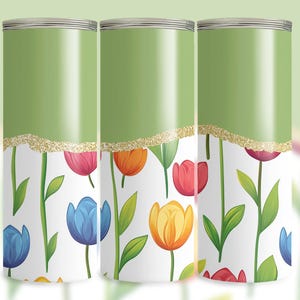 Tulip Pattern Skinny Tumbler Wrap 20oz Spring Flower Design Sublimation Tumbler Floral Tulips Tumbler Wrap PNG Gift for Her Digital Download