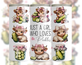 Augurk Tumbler Wrap PNG, 20oz Skinny Tumbler sublimatieontwerp, Instant Digitale Download, Just A Girl Who Loves Augurk Tumbler Design