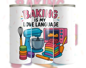 Baking 20oz Tumbler Wrap Skinny Tumbler Sublimation Design Cute Baking Girl Tumbler Png Baker Tumbler Wrap Png Download digital SOMENTE