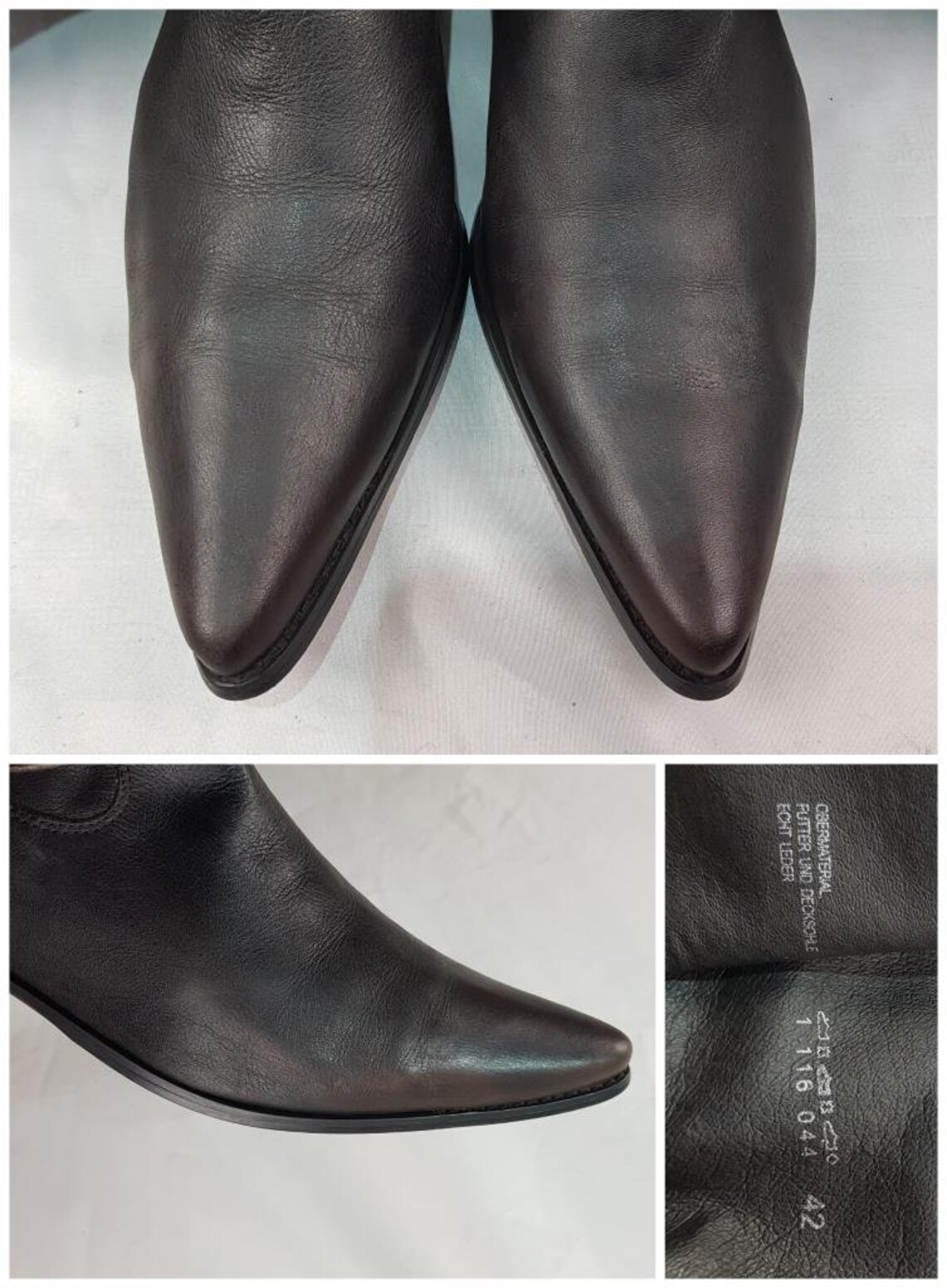 Leather tall riding slouch buckle boots women: Y2k knee high, pointed toe, US 11, photo 4 of 5