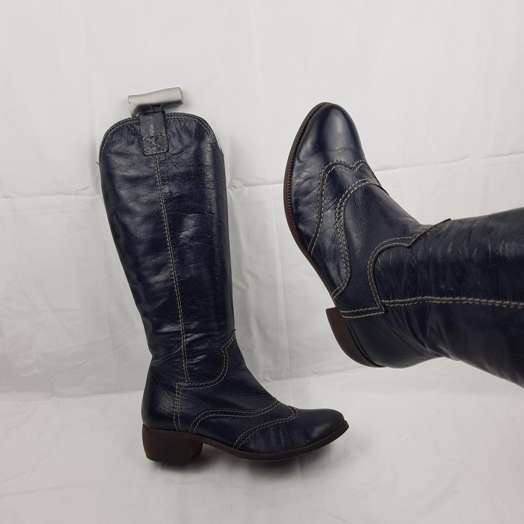 Stivali Da Equitazione Donna In Pelle Stile Cowboy - Alti Al Ginocchio, Chiusura Lampo, Taglie 37-42, Look Western Vintage