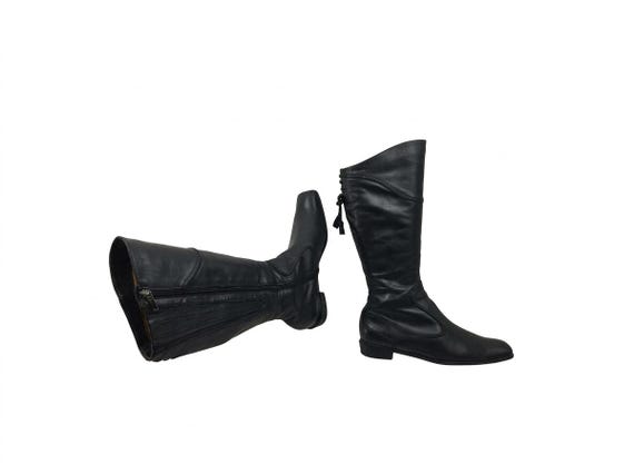 Vintage Lloyd leather square toe boots: 90s knee high ladies, black size 8 US