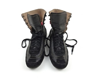 Stivali da boxe barefoot in pelle scamosciata da donna: ballerine anni '90, altezza a metà polpaccio, allacciatura, 7