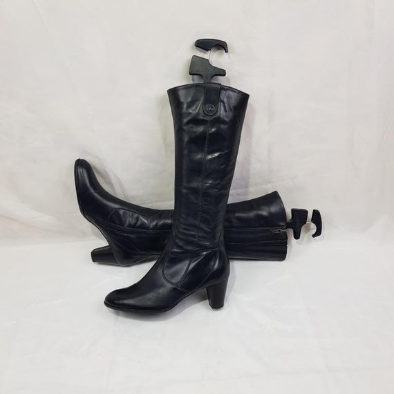 Gogo knee high boots, black leather boots women, … - image 1