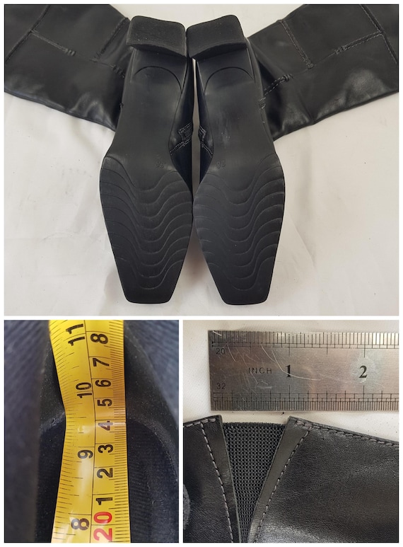 Vintage Black Leather Patchwork Boots Women - 90s… - image 9