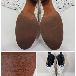 Bottes en cuir blanc pour femmes, bottes à broderie florale, chaussures pour femmes, bottes gogo sorcières des années 90, bottes hautes à la mode y2k, bottes faites main taille 9 image 4