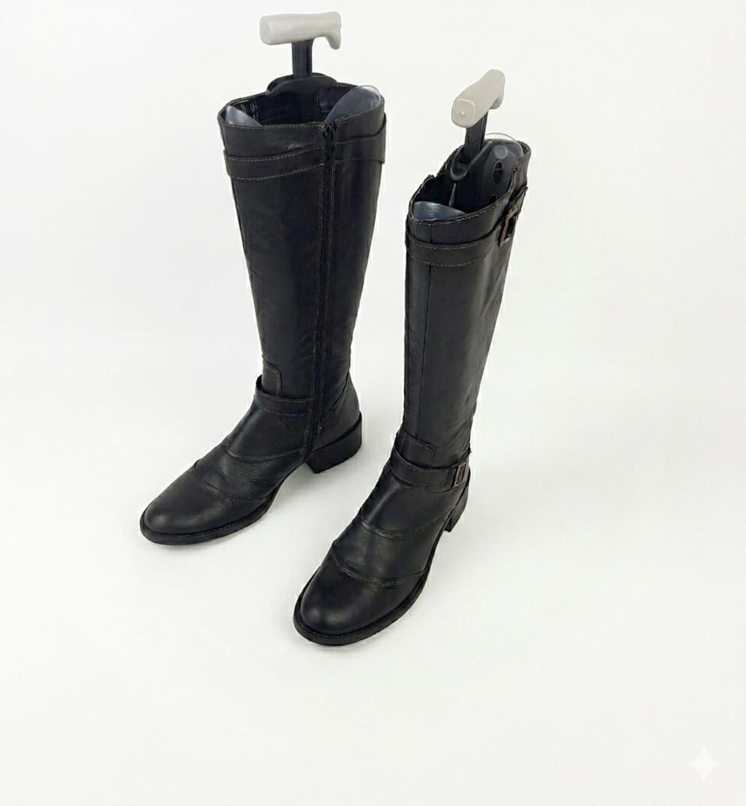 Leather Knee High Medieval Buckle Boots Women: 90s Vintage Brown ...