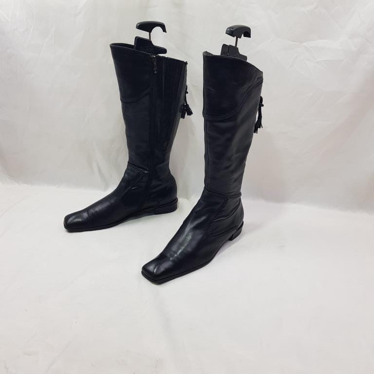 Stivali Alti Al Ginocchio In Pelle Vintage Per Donna – Tacco Quadrato, Suola Antiscivolo, Impermeabili, Con Zip – Perfetti Per Un Look Alla Moda E Cittadino