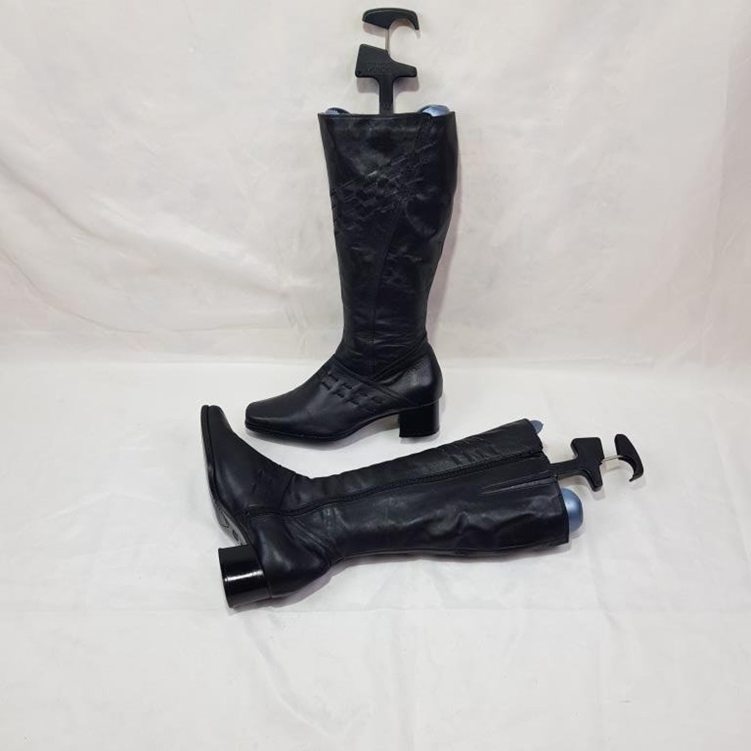Caqnni Women's Riding Platform Knee High Boots, Lace Up Fall Lug Sole Gothic Motorcycle Boots Knee High Boots Winter Lace Riding Flat Low Heel Shoes Size