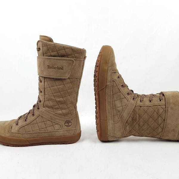 Barfuß Vintage Wildleder Schnürboxstiefel: Y2k Damen, braune Schuhe, Größe 7,5 US