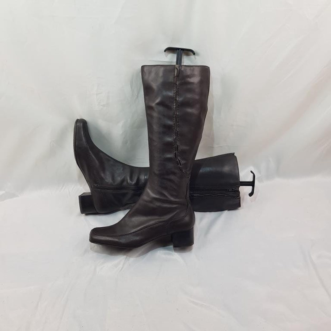 Knee High Boots Genuine Leather Boots Women 90s Vintage Etsy