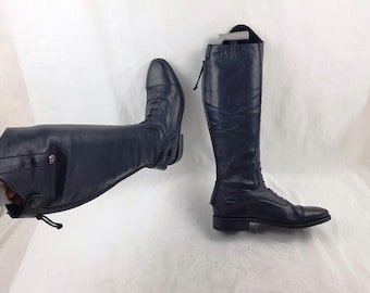 Vintage Tall Boots Black Leather Riding Laced Field Königs  display picture 3