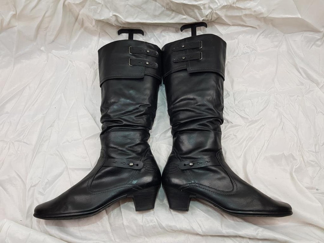 vintage black knee high boots