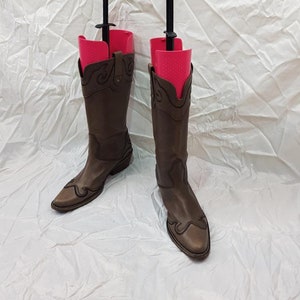 Botas vaqueras de piel estilo western para mujer, botas altas hasta la rodilla con estampado, zapatos para mujer, botas vintage para festivales, botas de tacón para mujer, botas vaqueras de los 90