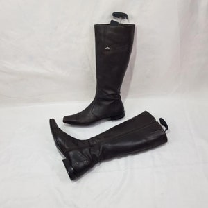 Dames leren kniehoge laarzen met vierkante neus, schoenen dames, jaren 90 vintage gotische bruine laarzen dames, y2k retro dameslaarzen maat 9 VS