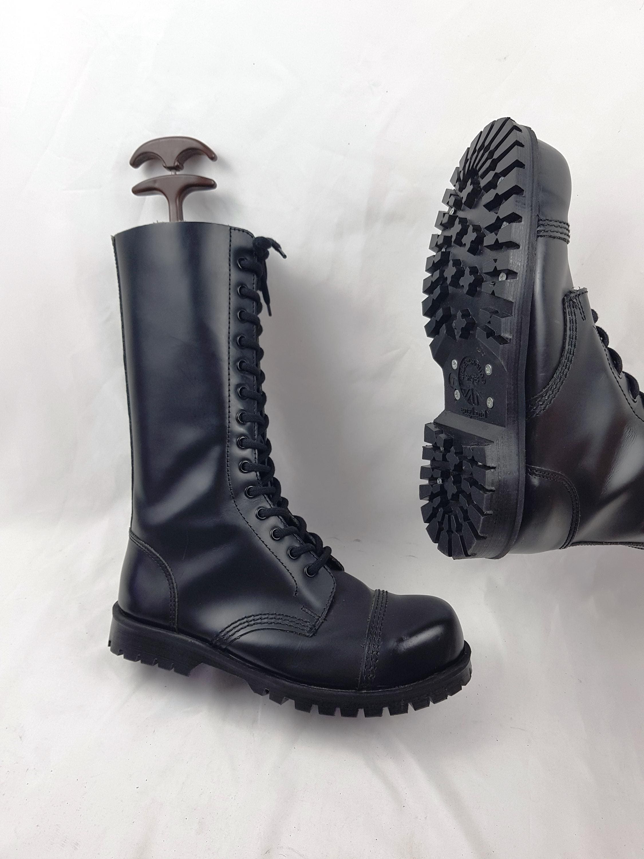 Leather Steel Toe Combat Lace up Goth Platform Boots: Y2K 