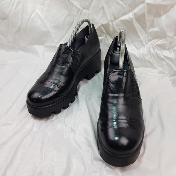 90s platform boots, goth shoes, chunky black leather boots women, swear platform shoes, custom shoes, womens gothic boots size 9 US