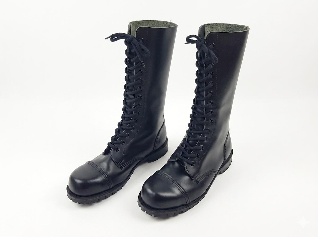 Leather Combat Lace up Goth Platform Boots: Y2K Cyberpunk Cosplay
