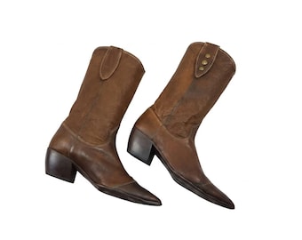 Spitze Cowboy Lederstiefel Frauen, 90er Jahre Vintage Western, Cowgirl, Größe 38