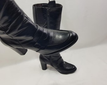 Botas altas de piel estilo brogue oxford: estilo vintage Y2K con tacón, para mujer, talla 8 US