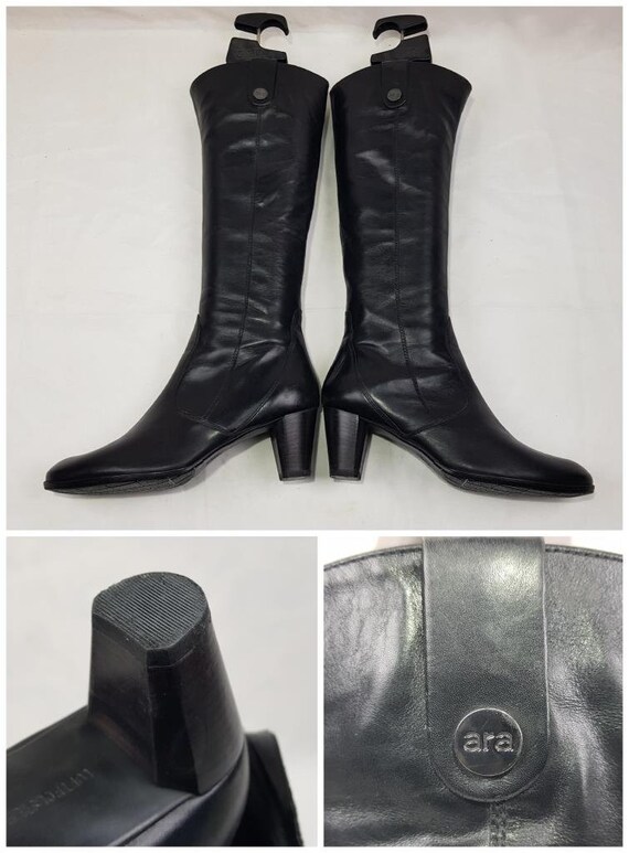 Gogo knee high boots, black leather boots women, … - image 7