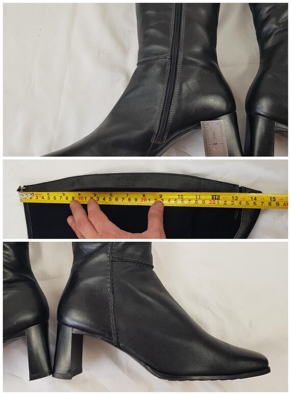 Vintage Black Leather Patchwork Boots Women - 90s… - image 7