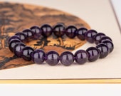 Dark Purple Amethyst Bracelet, 10mm Grade A Natural Amethyst Beaded Gemstone Bracelet, Purple Amethyst, Healing Bracelet,February Birthstone